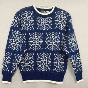 Vintage Men's Pine Grove Snowflake Pullover Sweater Size M Fair Isle Knit Winter